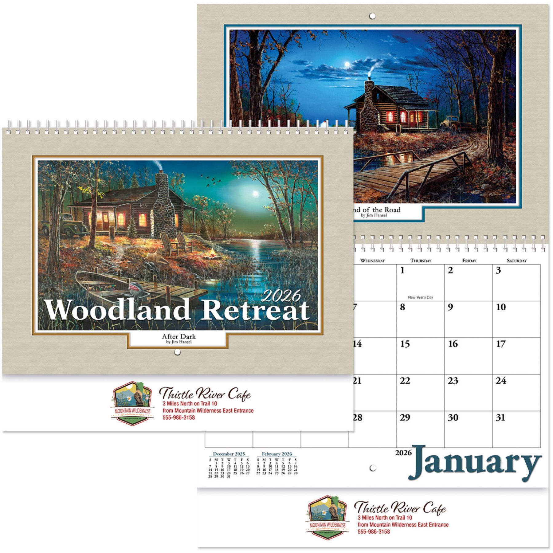 Full Color Woodland Retreat Spiral Wall Calendar 1