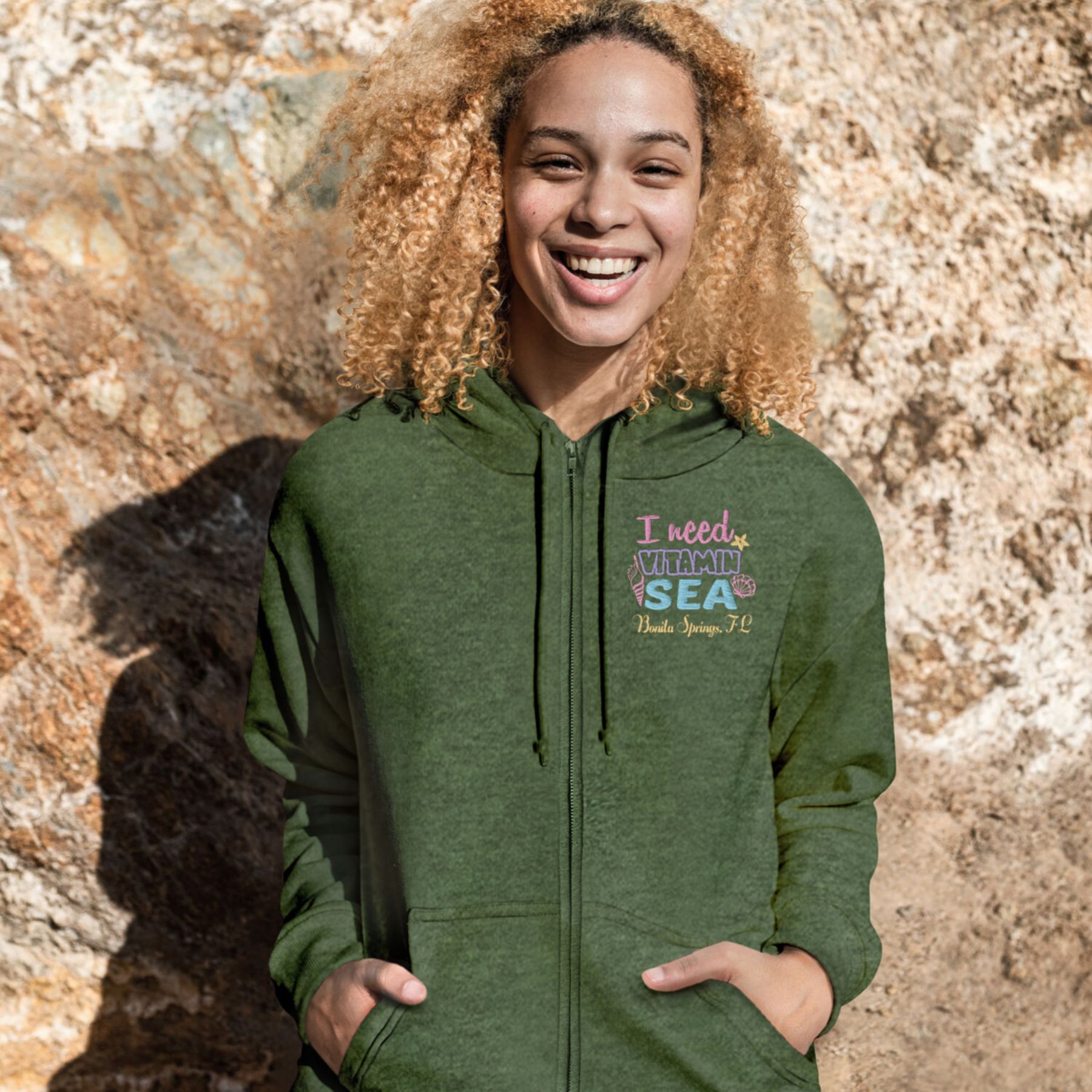 Adult Full Zip Vantage Heather Hoodie - Embroidery 1