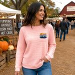Women's Waffle Knit Hi Low Shirt - Embroidered 1 Women's Waffle Knit Hi Low Shirt - Embroidered 1