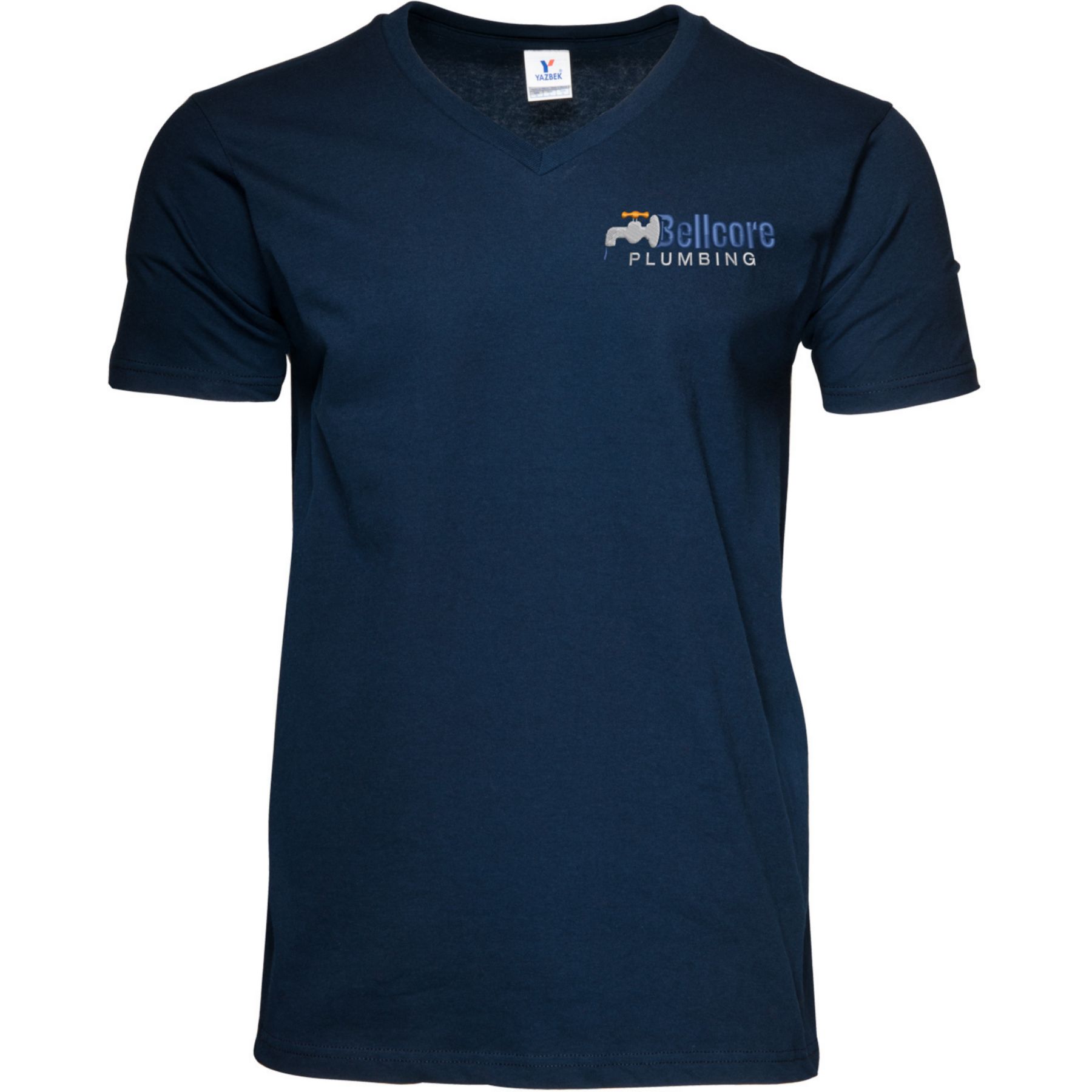 Mens V-Neck T-Shirt Embroidered 1