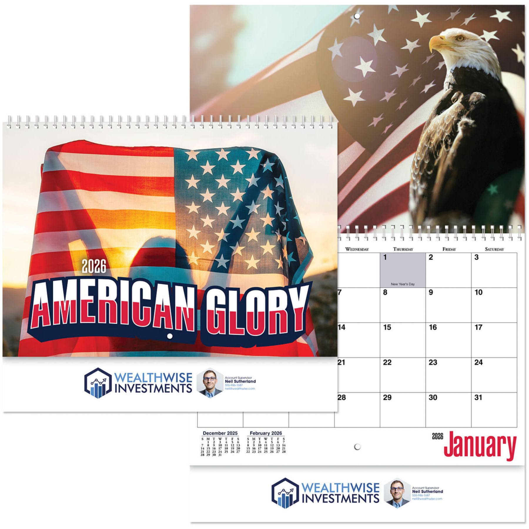 Full Color American Glory Spiral Wall Calendar 1
