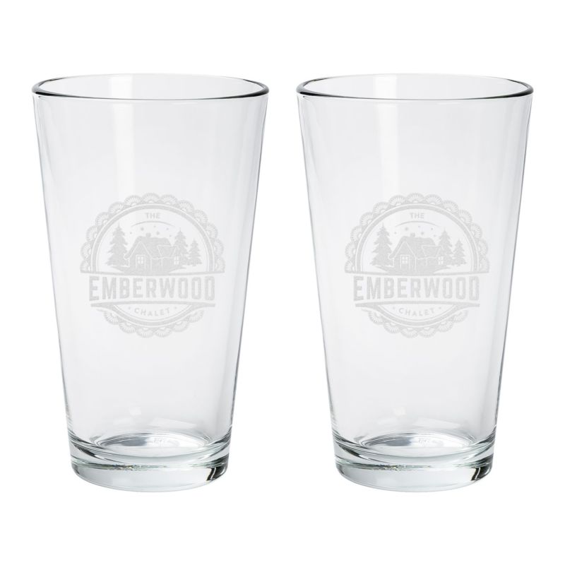 2 PC Etched Pint Glass 16 Oz 1 2 PC Etched Pint Glass 16 Oz 1
