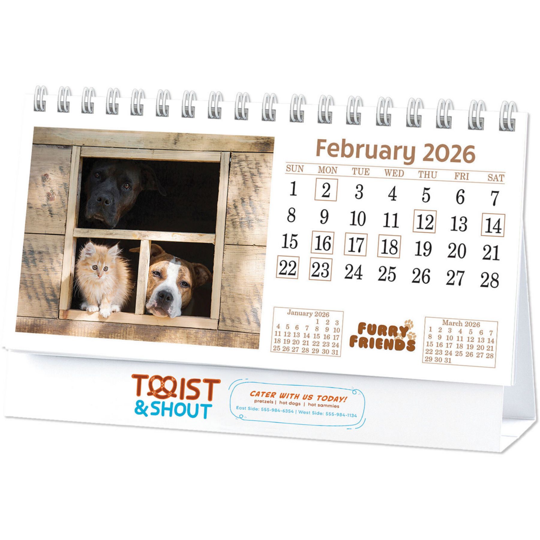 Full Color Furry Friends Desk Calendar 1