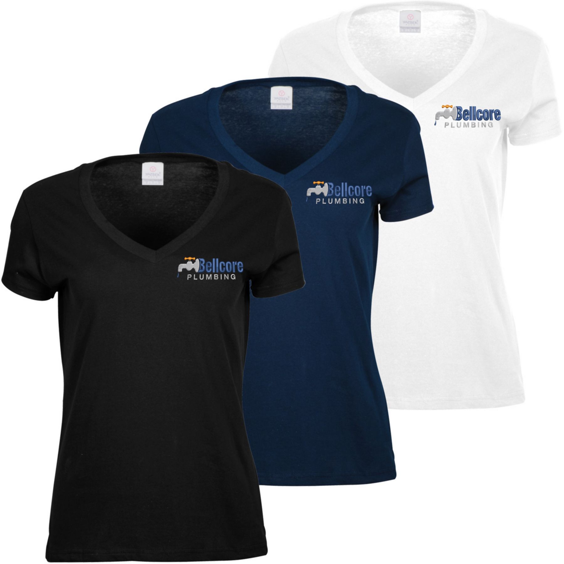 Ladies V-Neck T-Shirt Embroidered 1