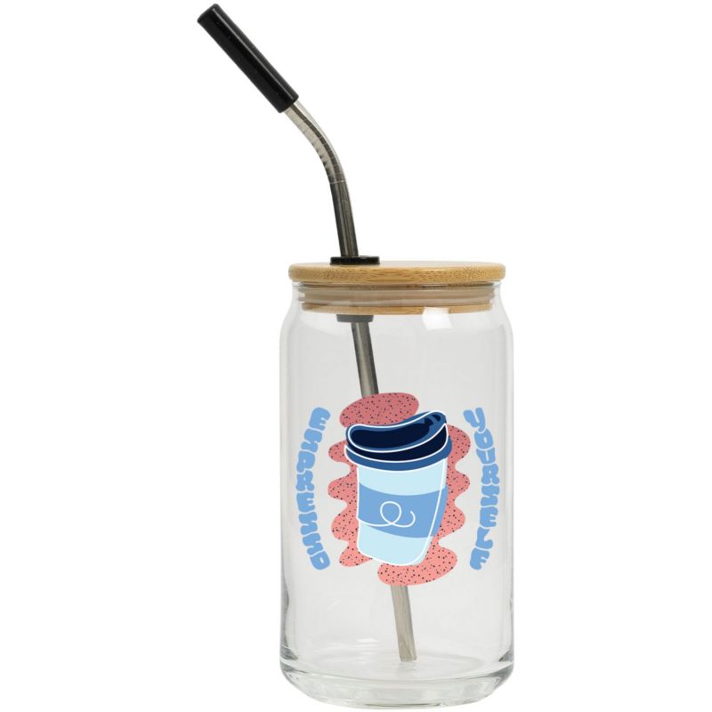 Full Color Can Glass 16 Oz With Lid And Straw 1 Full Color Can Glass 16 Oz With Lid And Straw 1