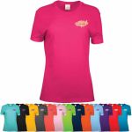 Screen Printed Ladies 100% Cotton Colored T-Shirt 3 Screen Printed Ladies 100% Cotton Colored T-Shirt 3