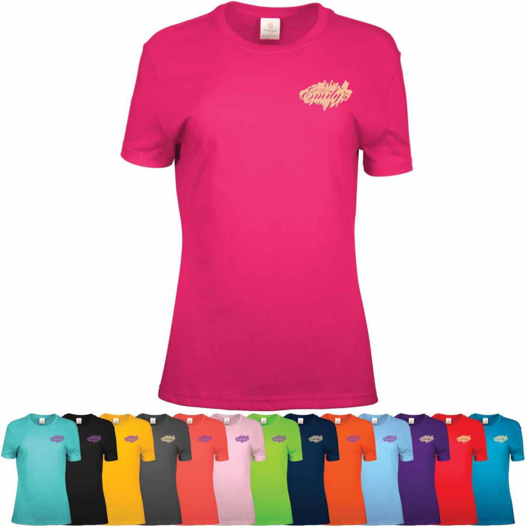 Screen Printed Ladies 100% Cotton Colored T-Shirt 1