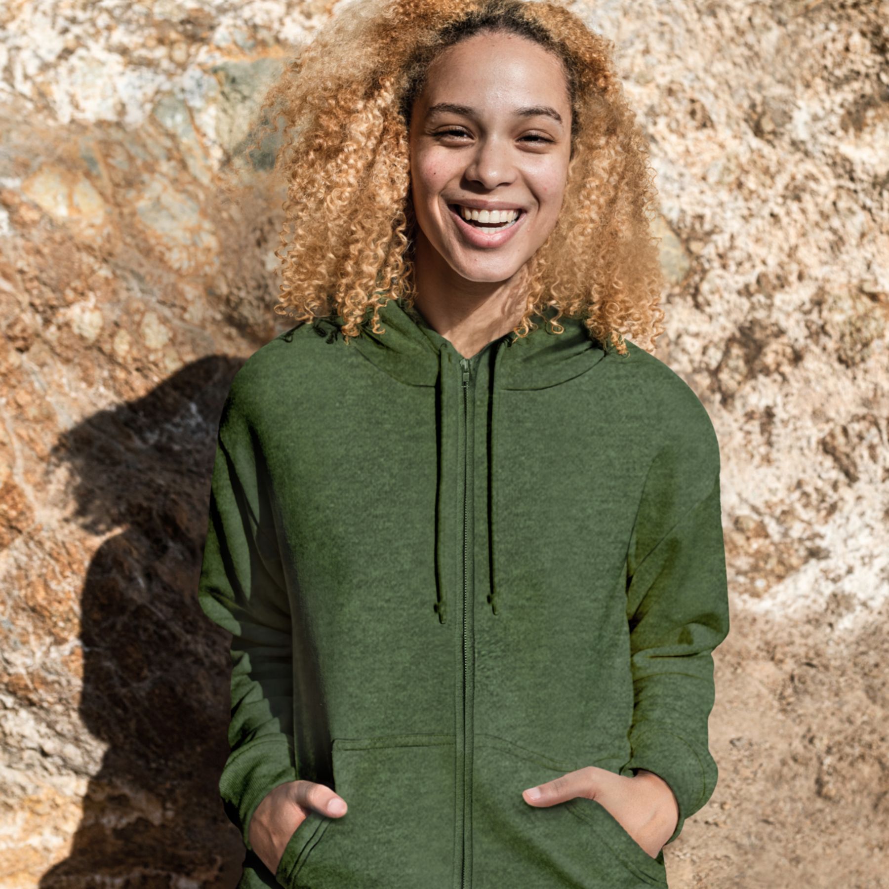Adult Full Zip Vantage Heather Hoodie - Screen 1