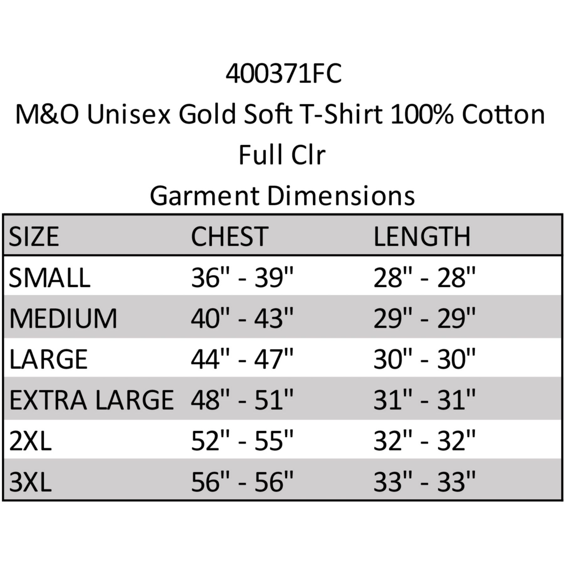 M&O Unisex Gold Soft T-Shirt 100% Cotton Full Clr 1