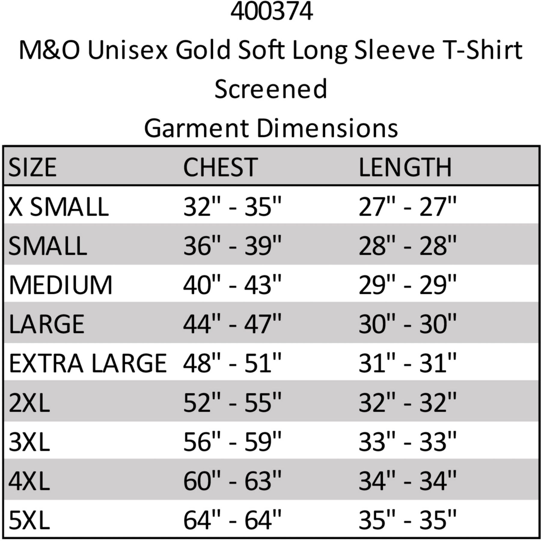 M&O Unisex Gold Soft Long Sleeve T-Shirt Screened 1