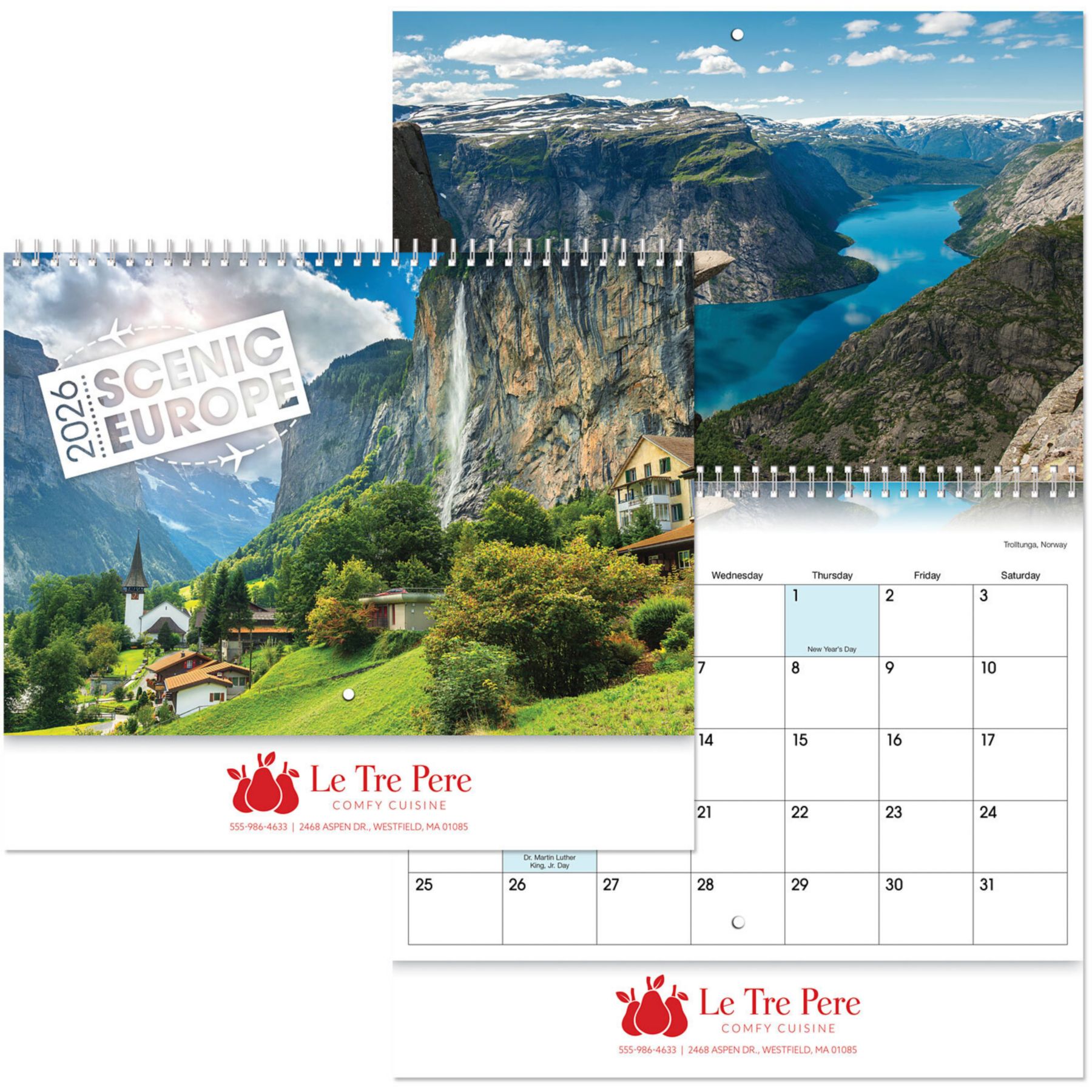 Scenic Europe Spiral Wall Calendar 1