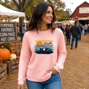 Women's Waffle Knit Hi Low Shirt - Full Color 1 Women's Waffle Knit Hi Low Shirt - Full Color 1