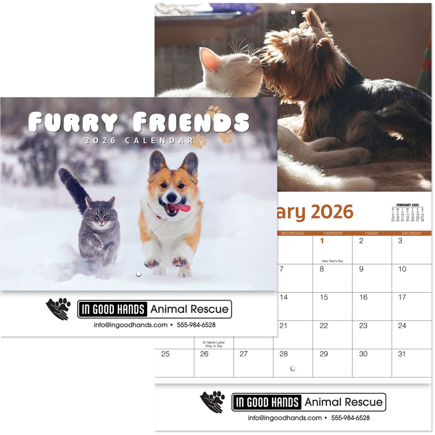 Furry Friends Stapled Wall Calendar 1