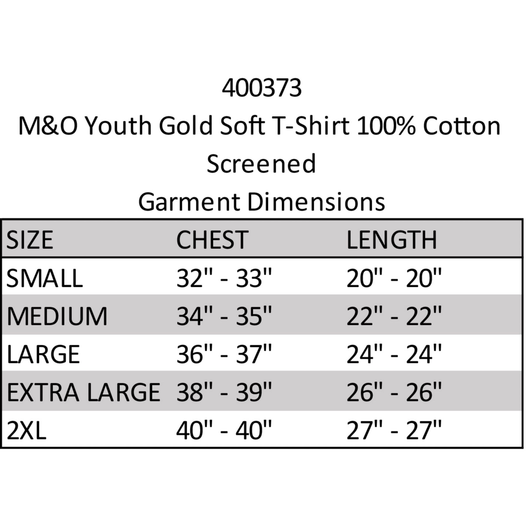 M&O Youth Gold Soft T-Shirt 100% Cotton Screened 1