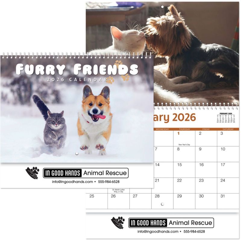 Furry Friends Wall Calendar Spiral 1 Furry Friends Wall Calendar Spiral 1