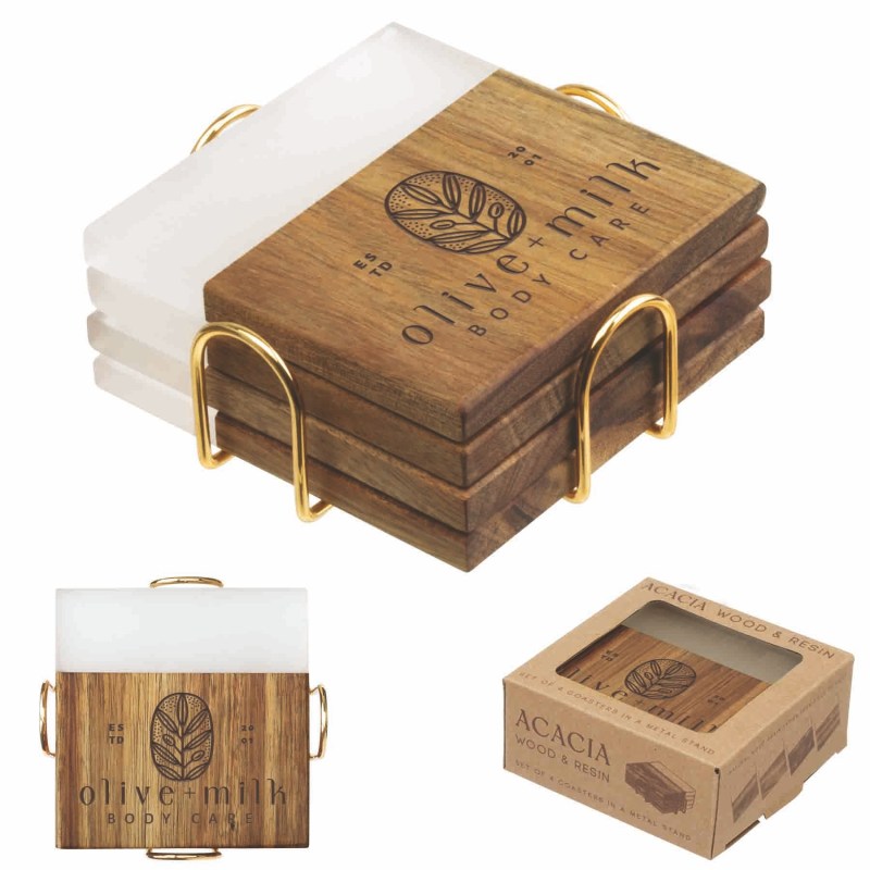 Acacia Wood and Resin Coaster Set 1 Acacia Wood and Resin Coaster Set 1