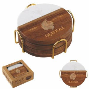 Acacia Wood & Marble Coaster Set 1 Acacia Wood & Marble Coaster Set 1
