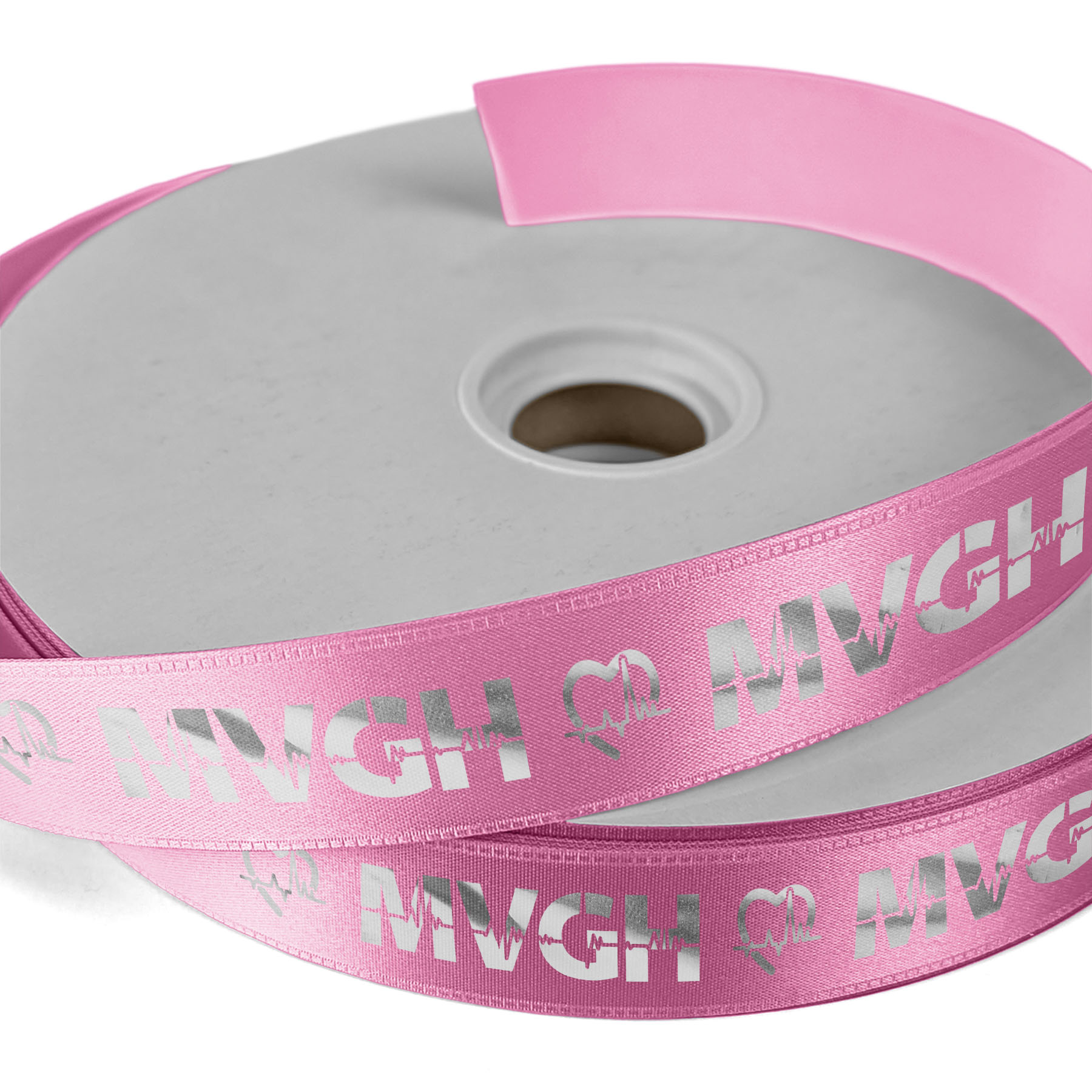 1" Badge Satin Ribbon - 25yd Roll - Foil Print 1