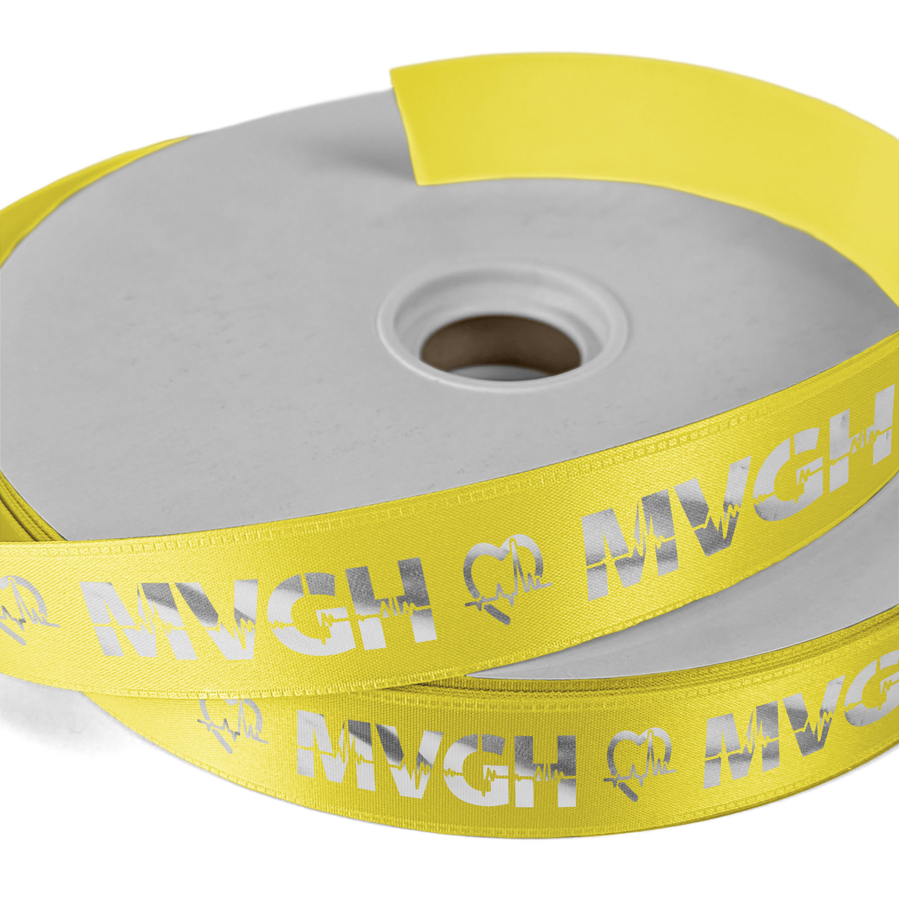 1" Badge Satin Ribbon - 25yd Roll - Foil Print 1