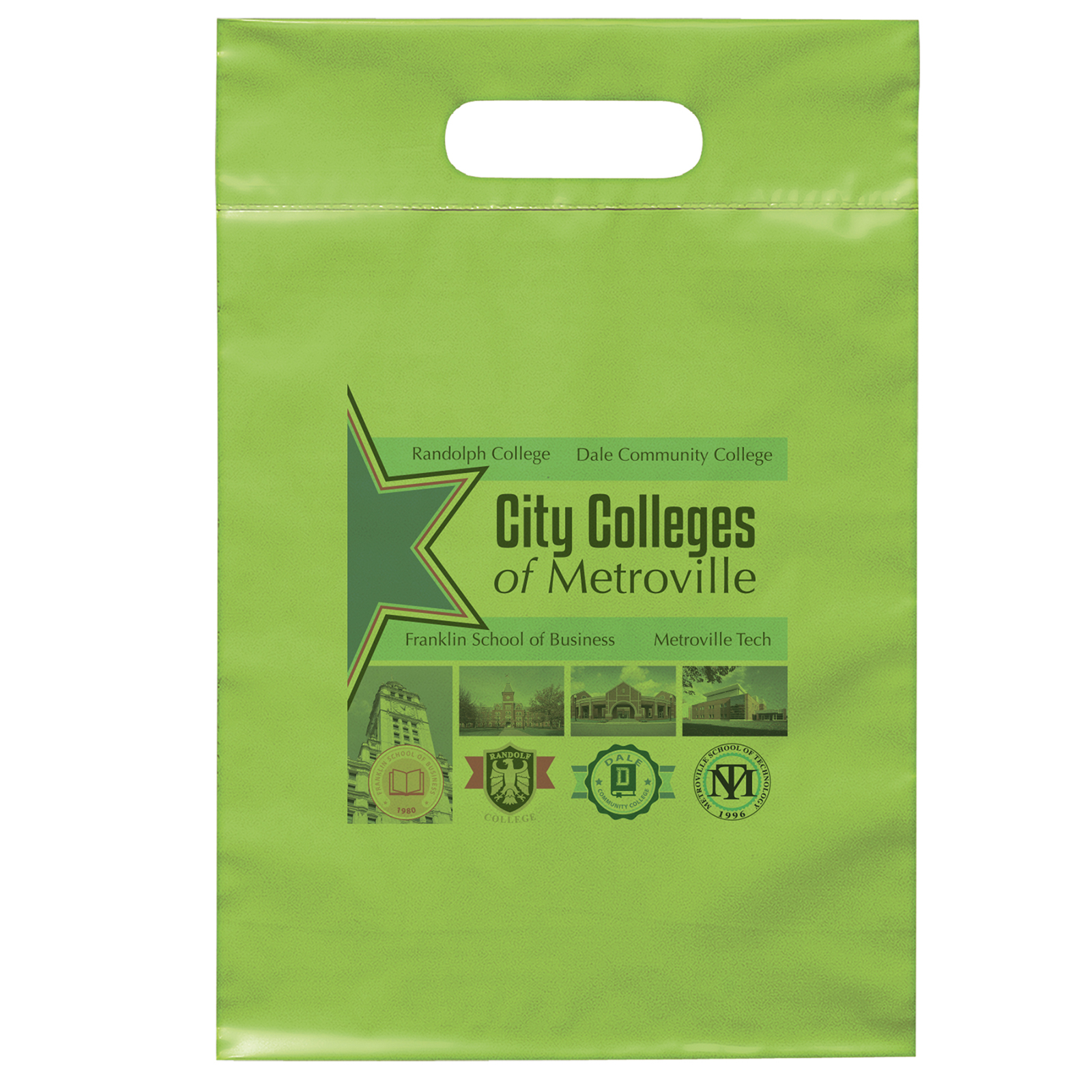 9 1/2W x 14H Die Cut Handle Bag - Dynamic Color 1