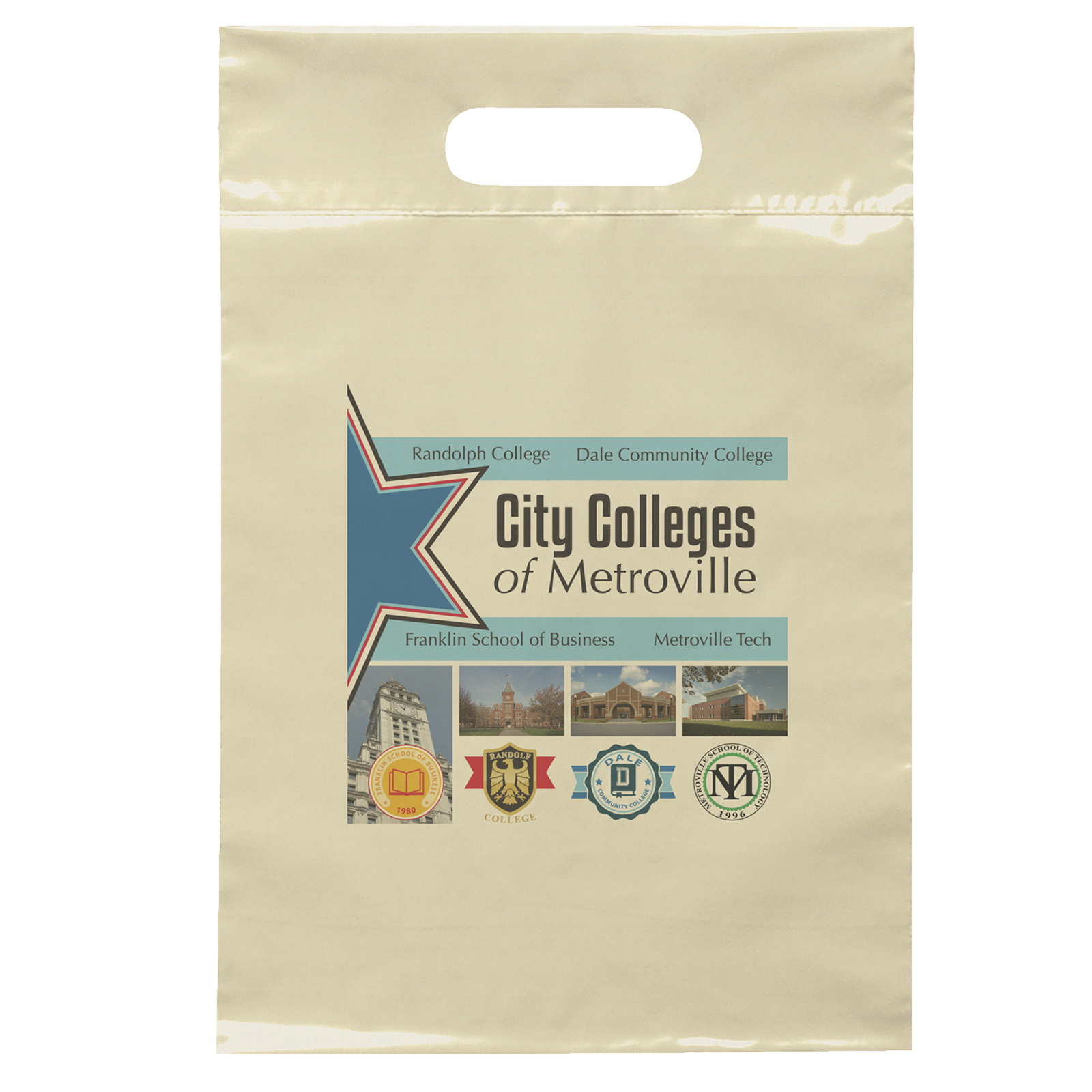 9 1/2W x 14H Die Cut Handle Bag - Dynamic Color 1
