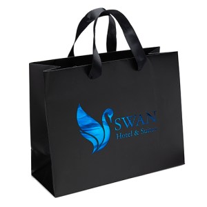 Victoria™ - Ribbon Handle Matte Eurotote Bag - Foil Print 1 Victoria™ - Ribbon Handle Matte Eurotote Bag - Foil Print 1