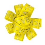 1" Badge Satin Bow - Sparkle - Yellow Logo 1" Badge Satin Bow - Sparkle - Yellow Logo