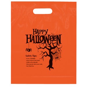 Happy Halloween Pre-Printed Orange Die Cut Bags- Flexo Ink Print 1 Happy Halloween Pre-Printed Orange Die Cut Bags- Flexo Ink Print 1