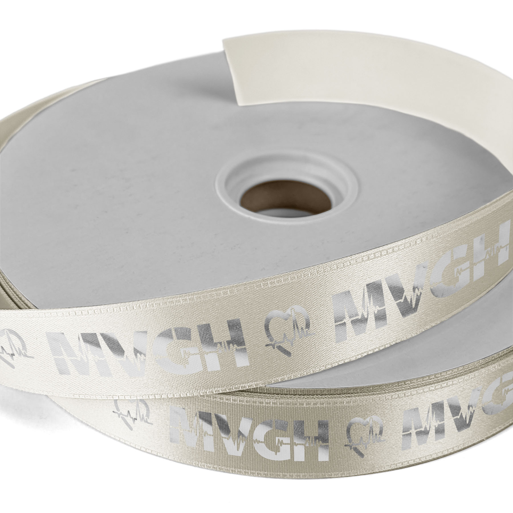 1" Badge Satin Ribbon - 50yd Roll - Foil Print 1