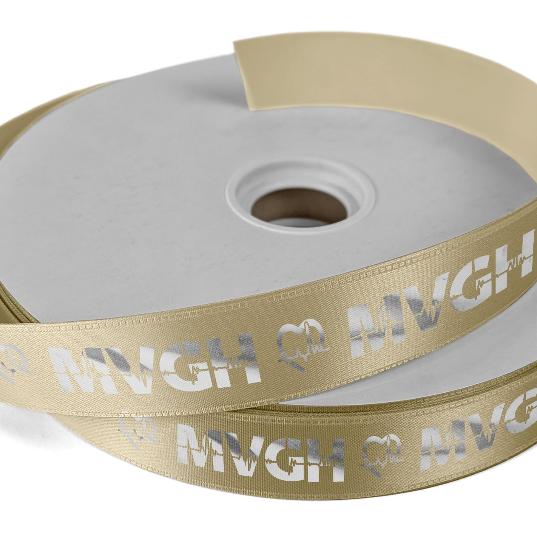 1" Badge Satin Ribbon - 50yd Roll - Foil Print 1