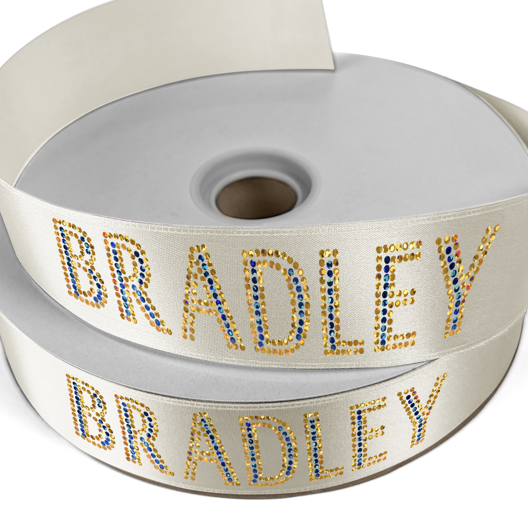 1 1/2" Badge Satin Ribbon - 25yd Roll - Sparkle 1