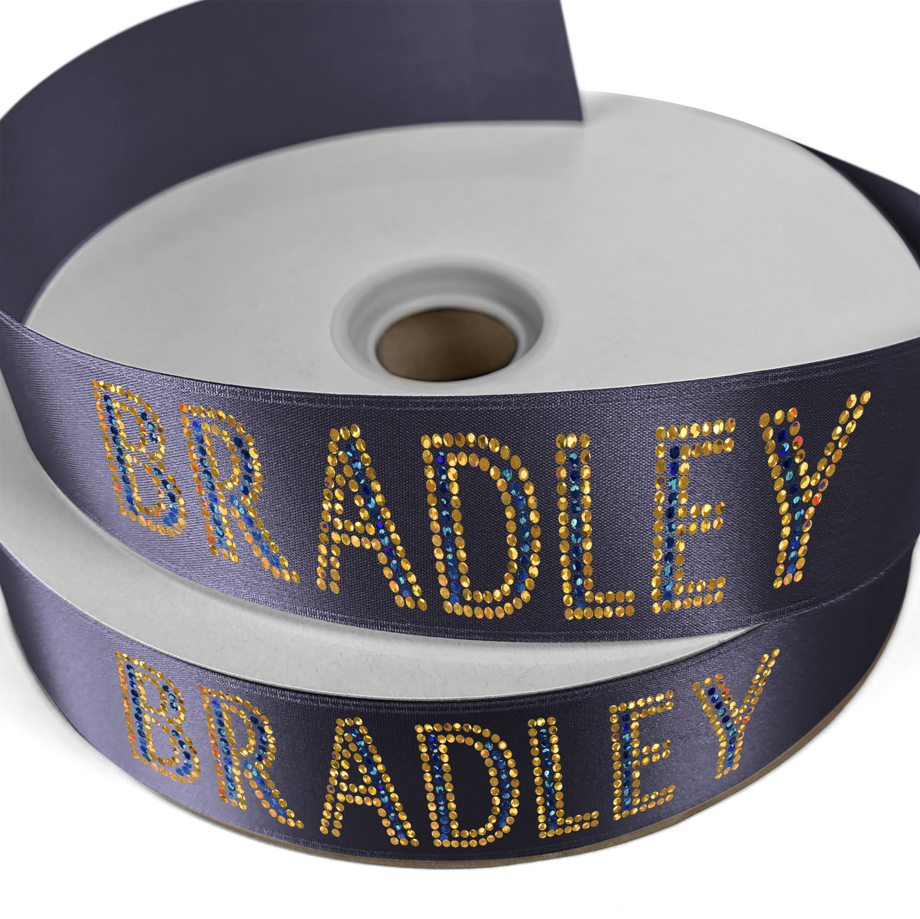 1 1/2" Badge Satin Ribbon - 25yd Roll - Sparkle 1