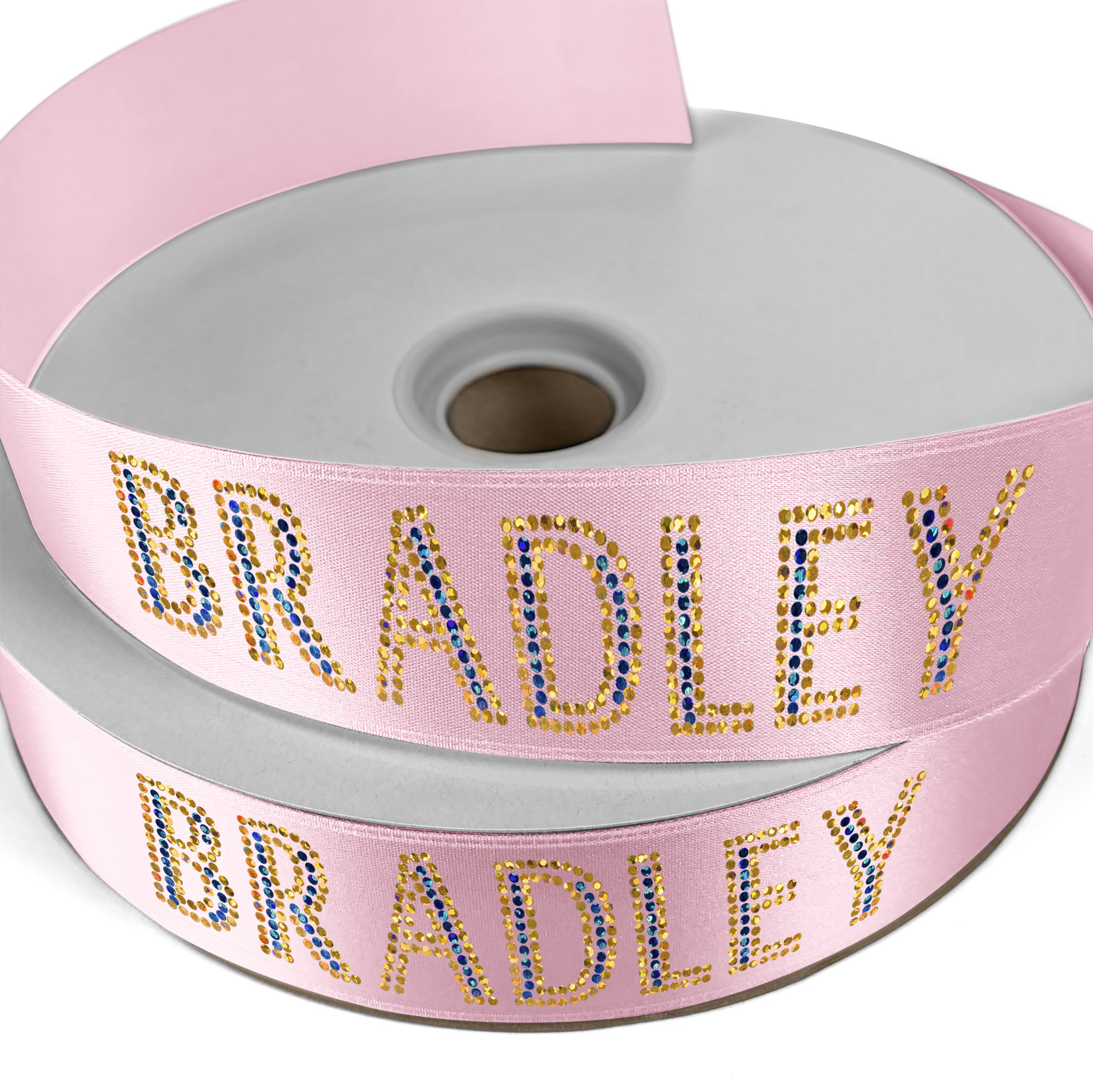 1 1/2" Badge Satin Ribbon - 25yd Roll - Sparkle 1