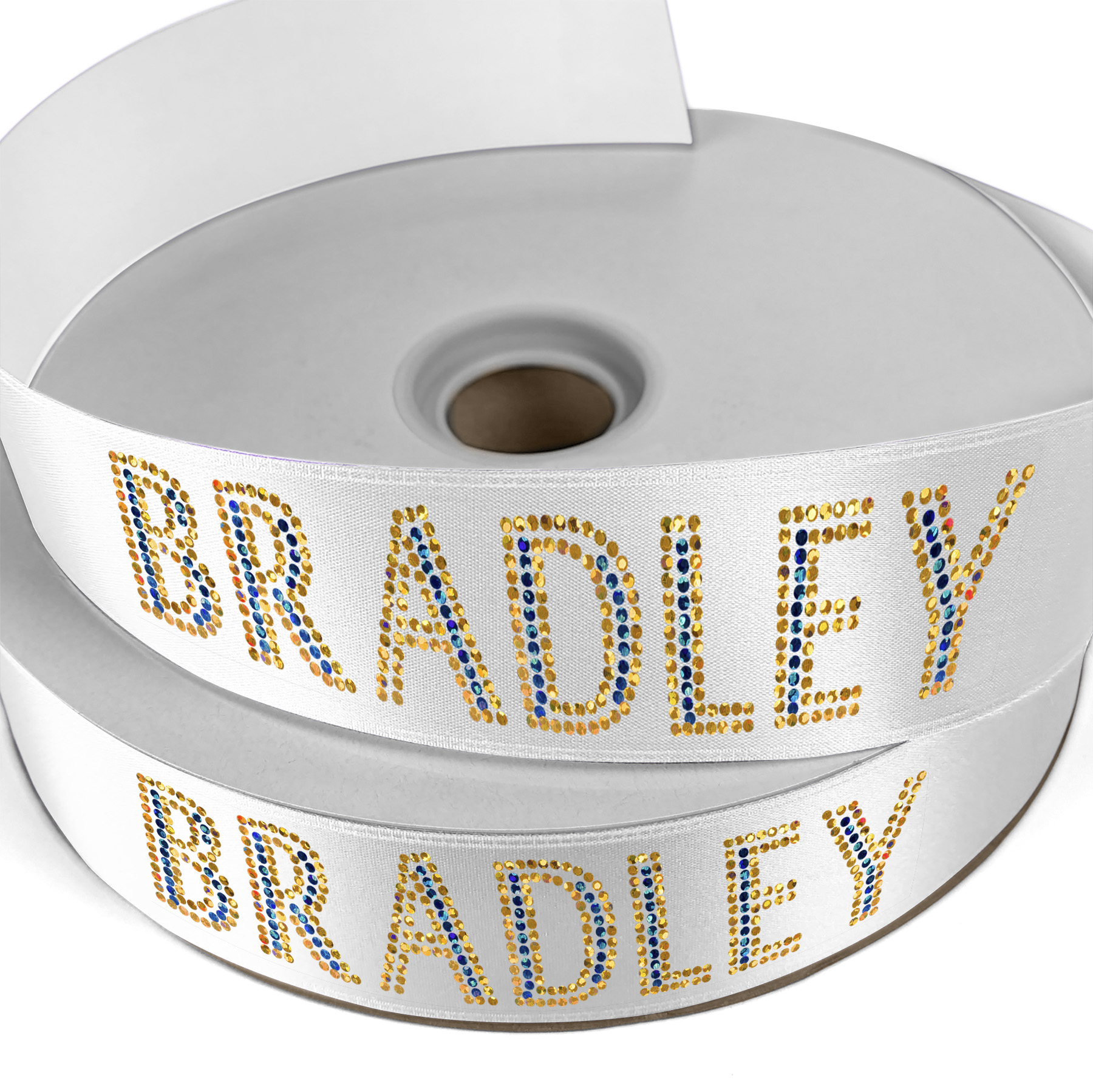 1 1/2" Badge Satin Ribbon - 25yd Roll - Sparkle 1