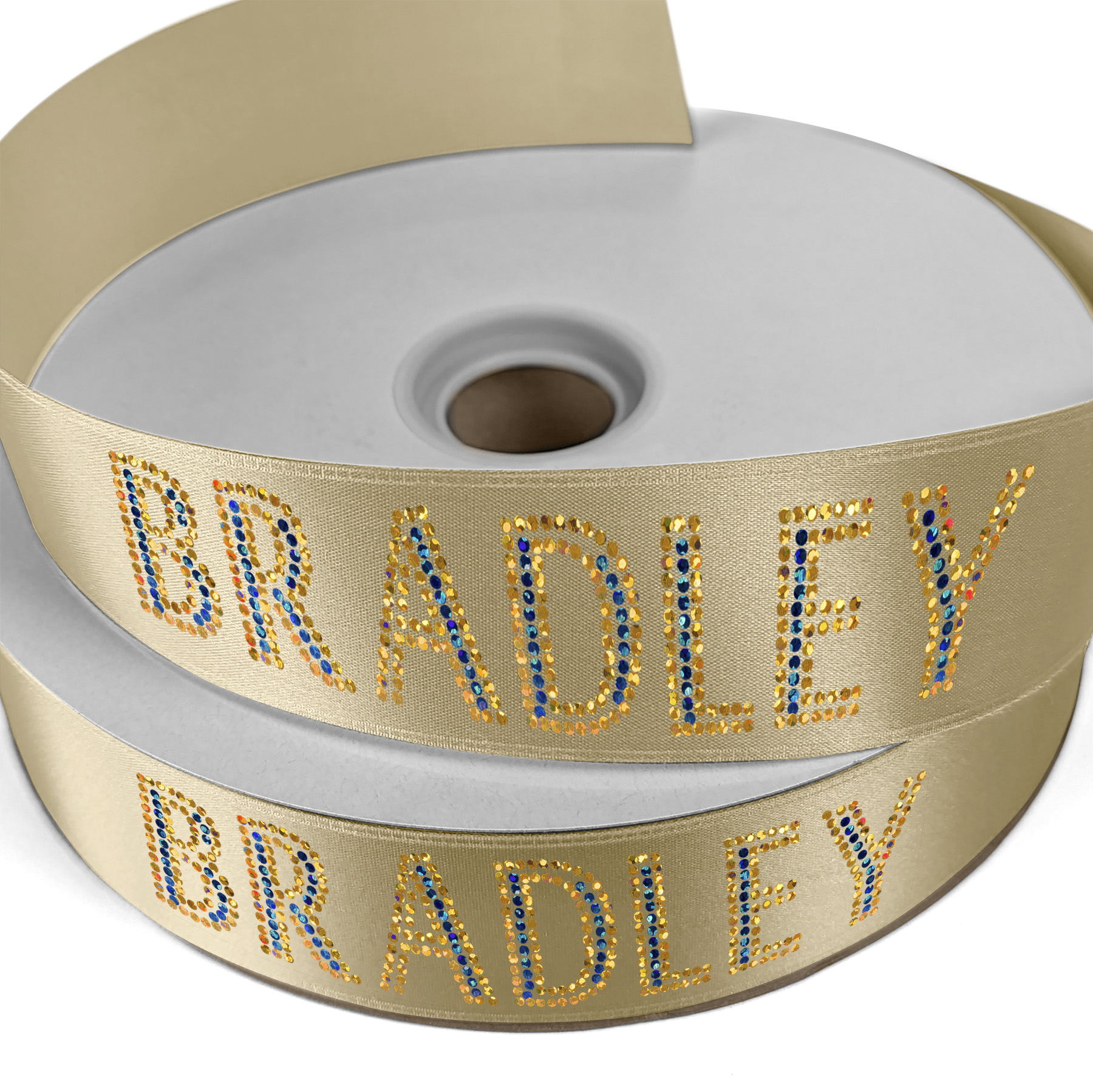 1 1/2" Badge Satin Ribbon - 25yd Roll - Sparkle 1