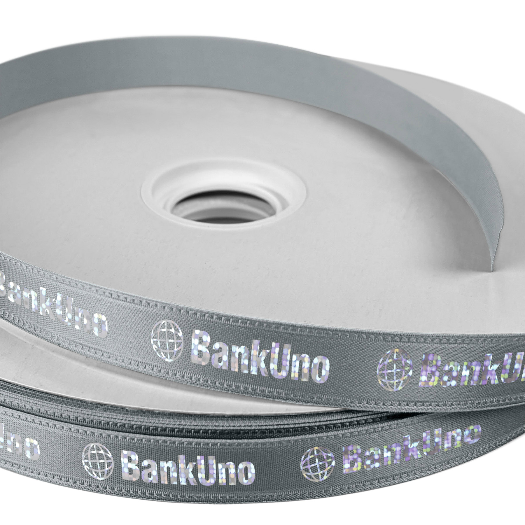 5/8" Badge Satin Ribbon - 50yd Roll - Foil Print 1