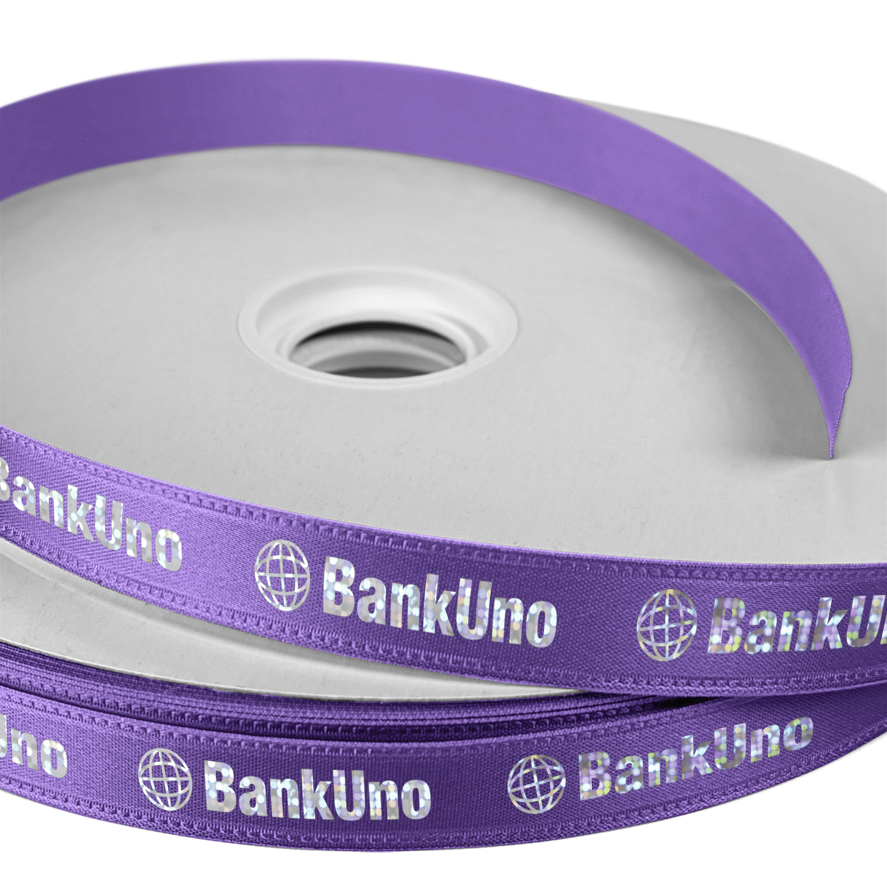 5/8" Badge Satin Ribbon - 50yd Roll - Foil Print 1