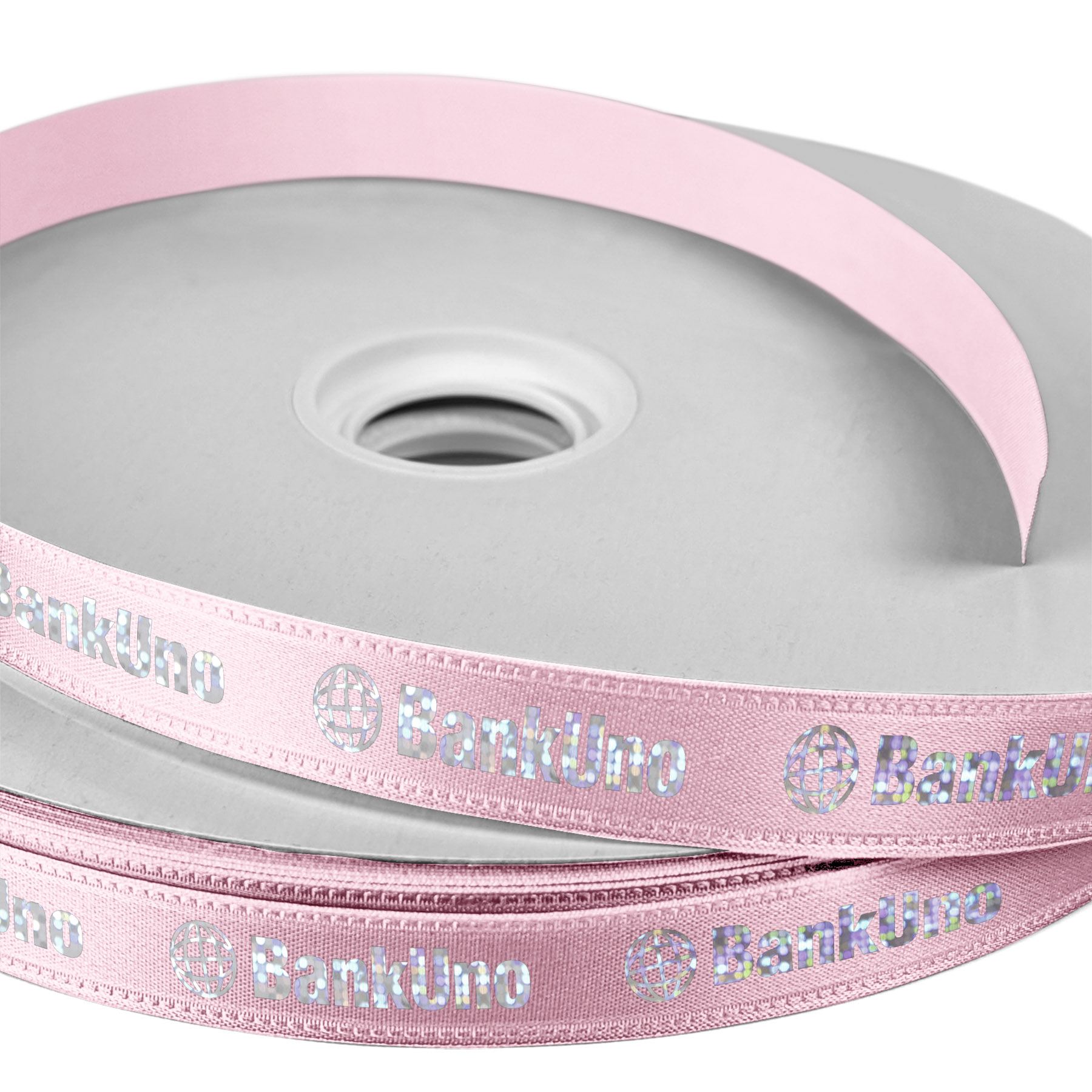 5/8" Badge Satin Ribbon - 50yd Roll - Foil Print 1
