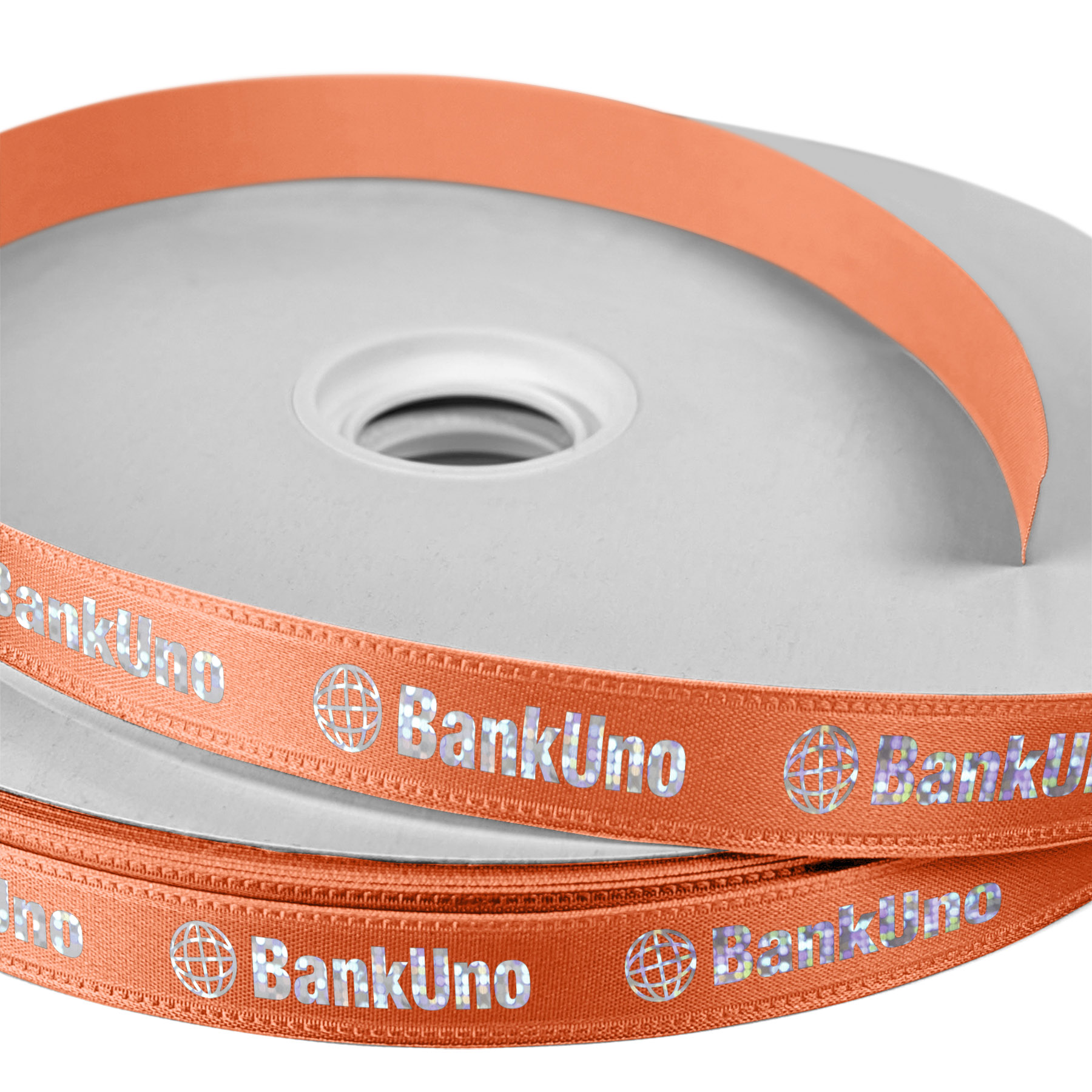 5/8" Badge Satin Ribbon - 50yd Roll - Foil Print 1