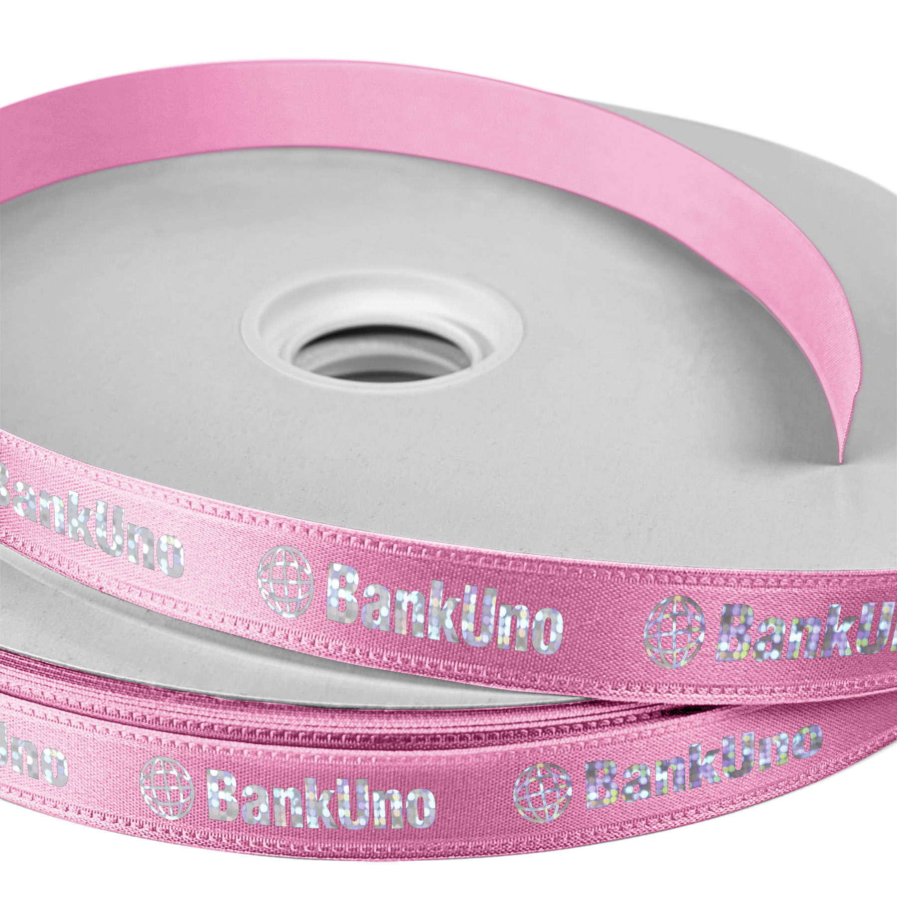 5/8" Badge Satin Ribbon - 50yd Roll - Foil Print 1