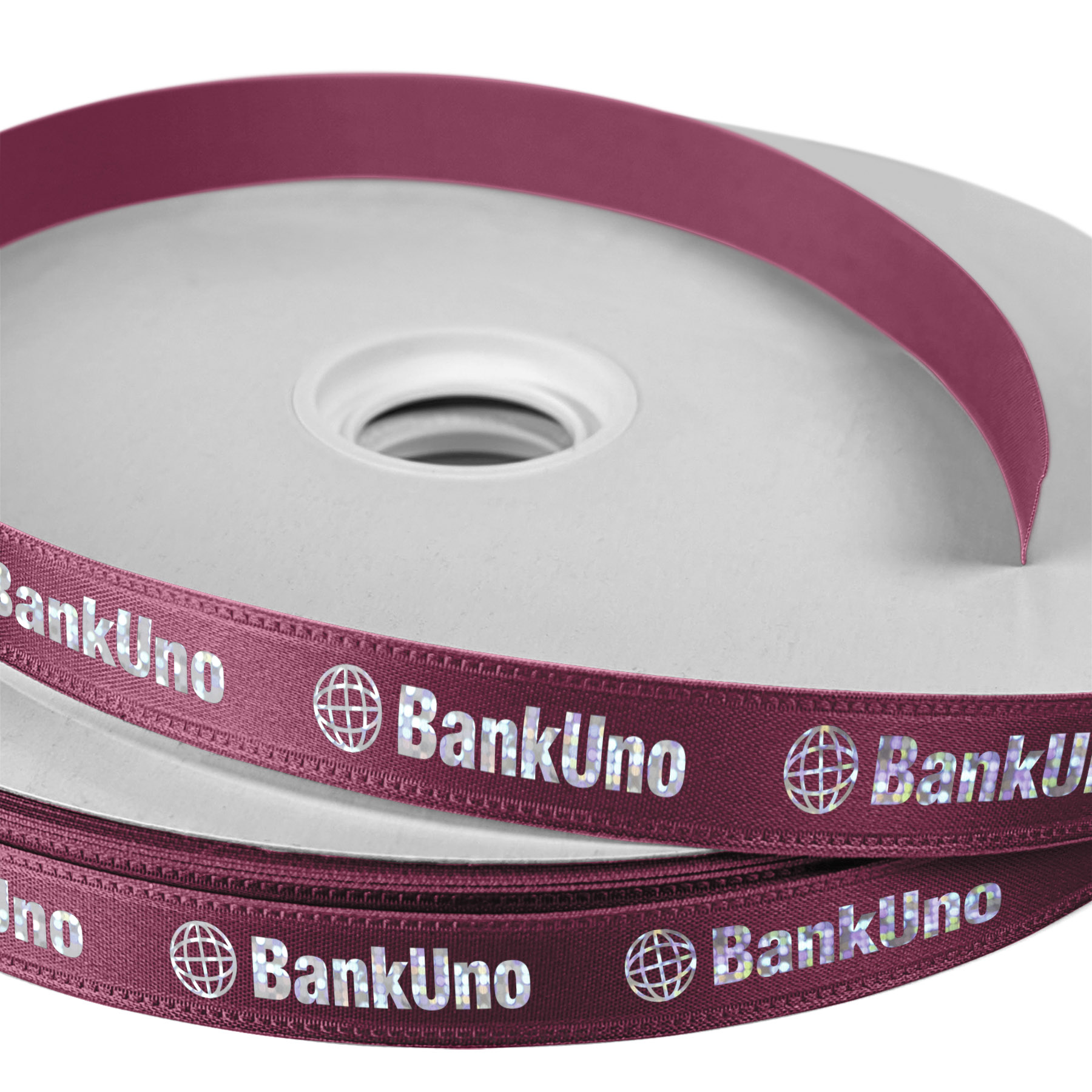 5/8" Badge Satin Ribbon - 50yd Roll - Foil Print 1