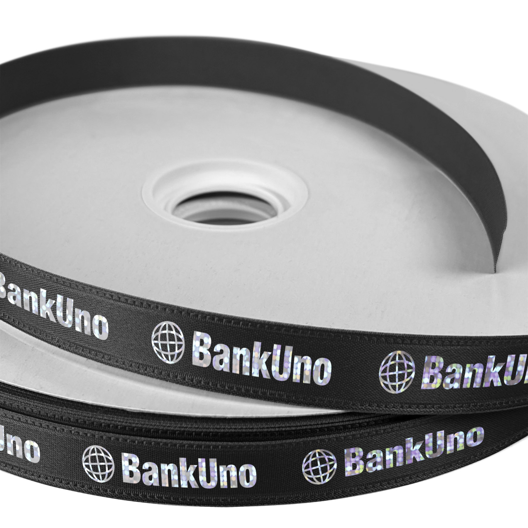 5/8" Badge Satin Ribbon - 50yd Roll - Foil Print 1