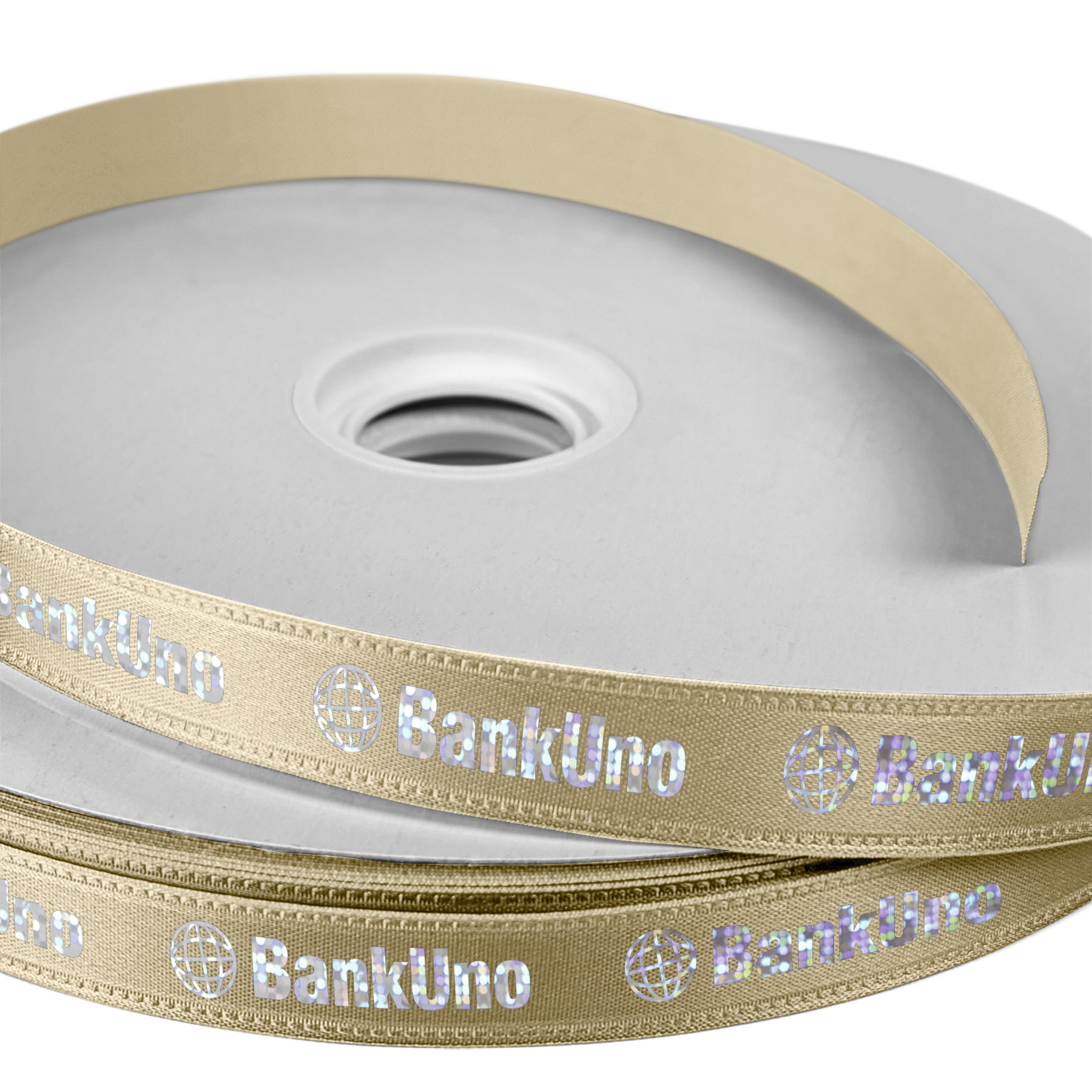 5/8" Badge Satin Ribbon - 25yd Roll - Foil Print 1