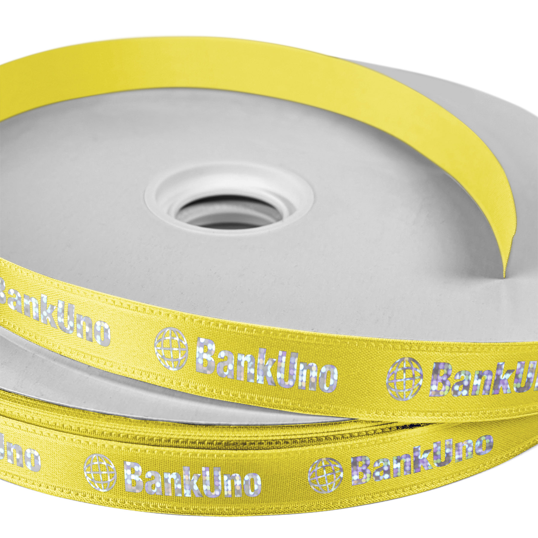 5/8" Badge Satin Ribbon - 25yd Roll - Foil Print 1