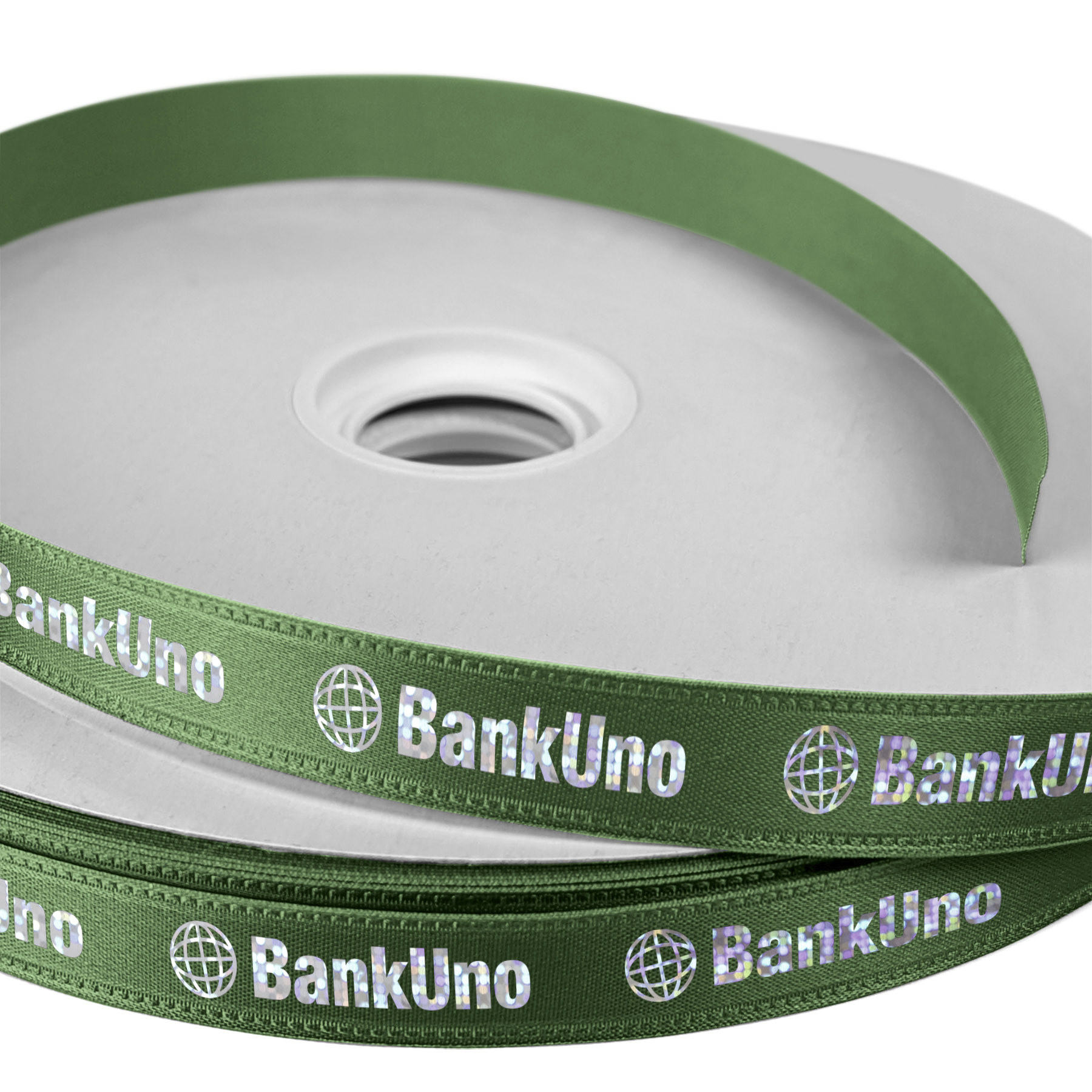 5/8" Badge Satin Ribbon - 25yd Roll - Foil Print 1