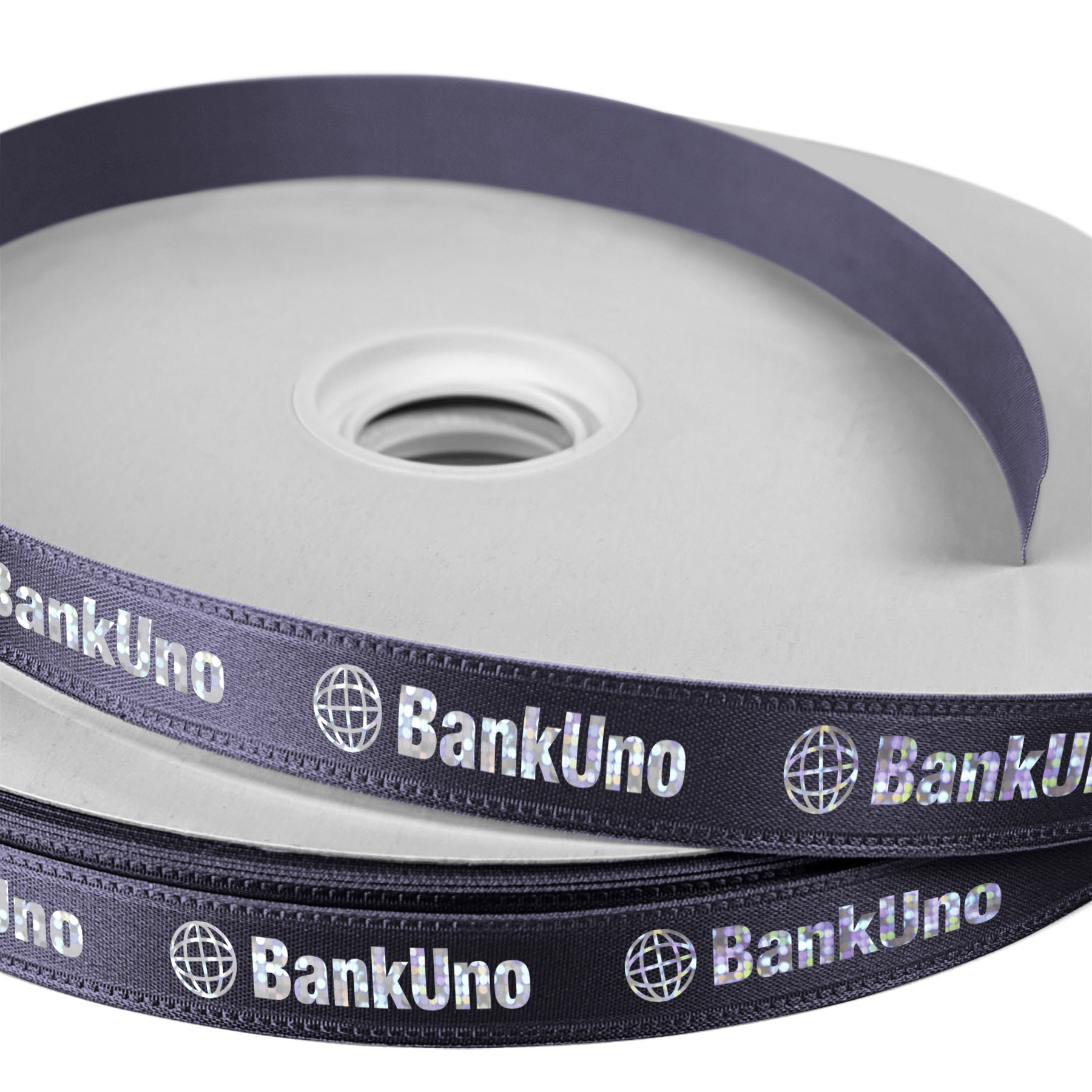 5/8" Badge Satin Ribbon - 25yd Roll - Foil Print 1