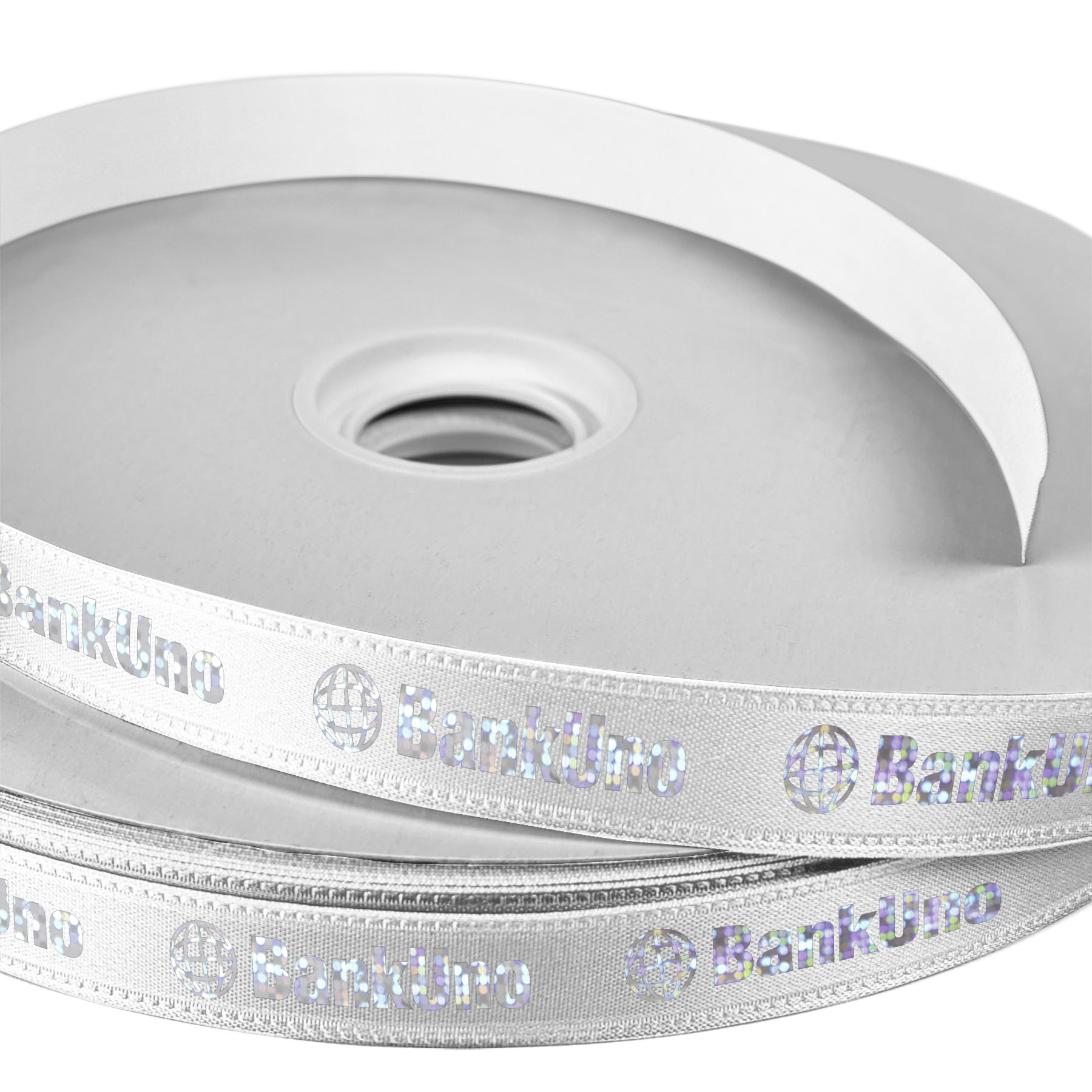 5/8" Badge Satin Ribbon - 25yd Roll - Foil Print 1