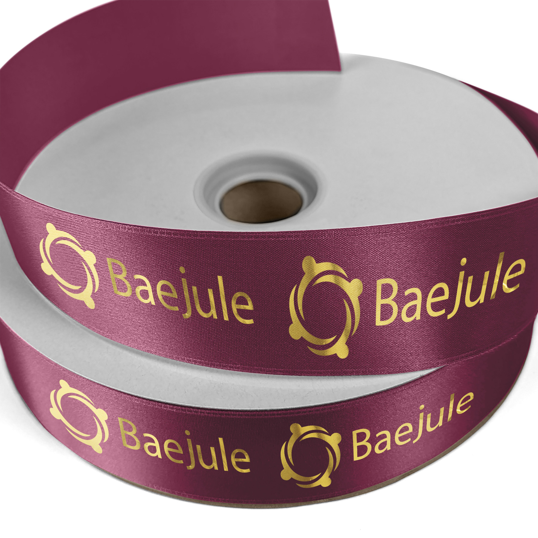 1 1/2" Badge Satin Ribbon - 25yrd Roll- Foil Print 1