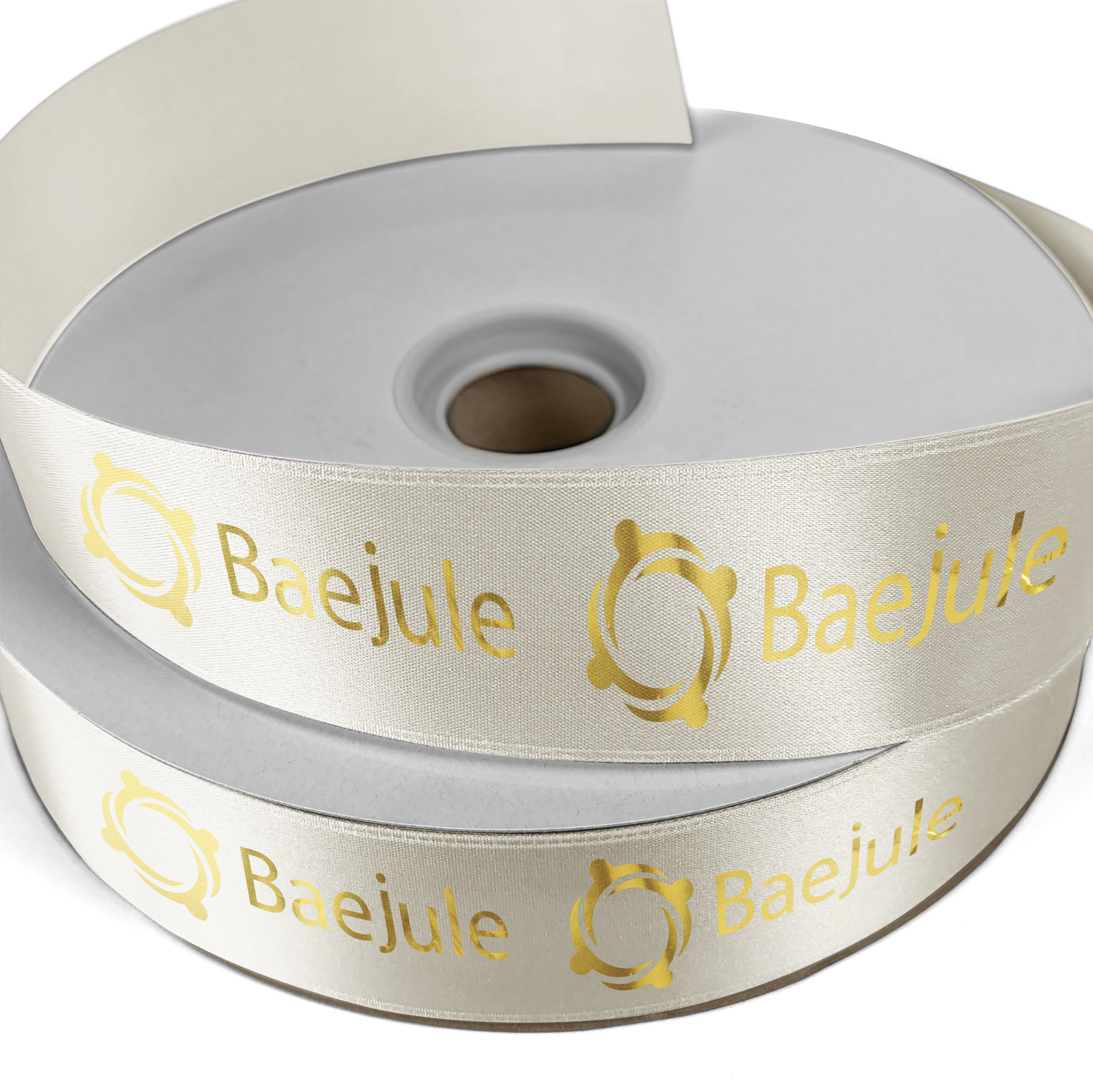 1 1/2" Badge Satin Ribbon - 25yrd Roll- Foil Print 1