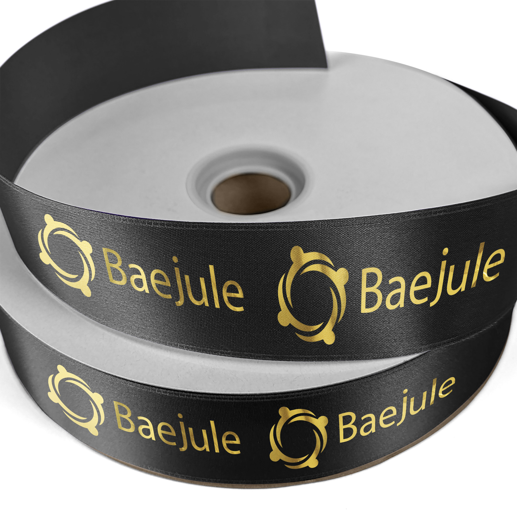 1 1/2" Badge Satin Ribbon - 25yrd Roll- Foil Print 1